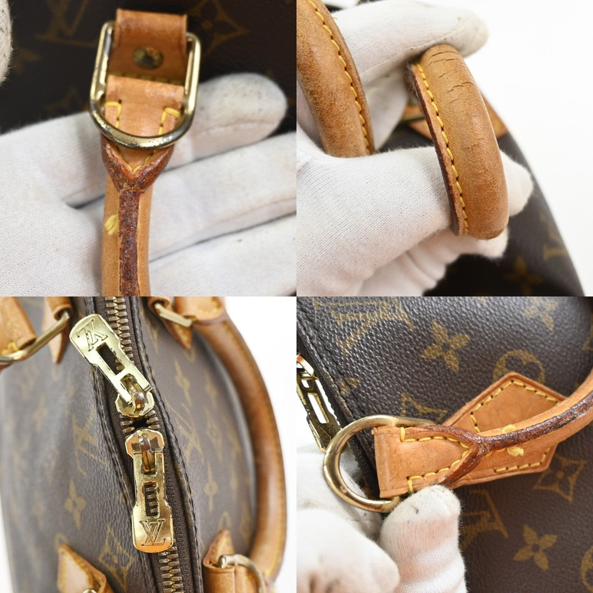 LOUIS VUITTON LV Logo Alma Hand Bag Monogram Leather Brown France M51130 33SA032