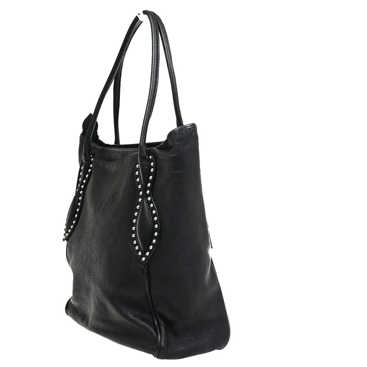 CHRISTIAN LOUBOUTIN Tote Shoulder Bag Leather Black France SHW  71CB053
