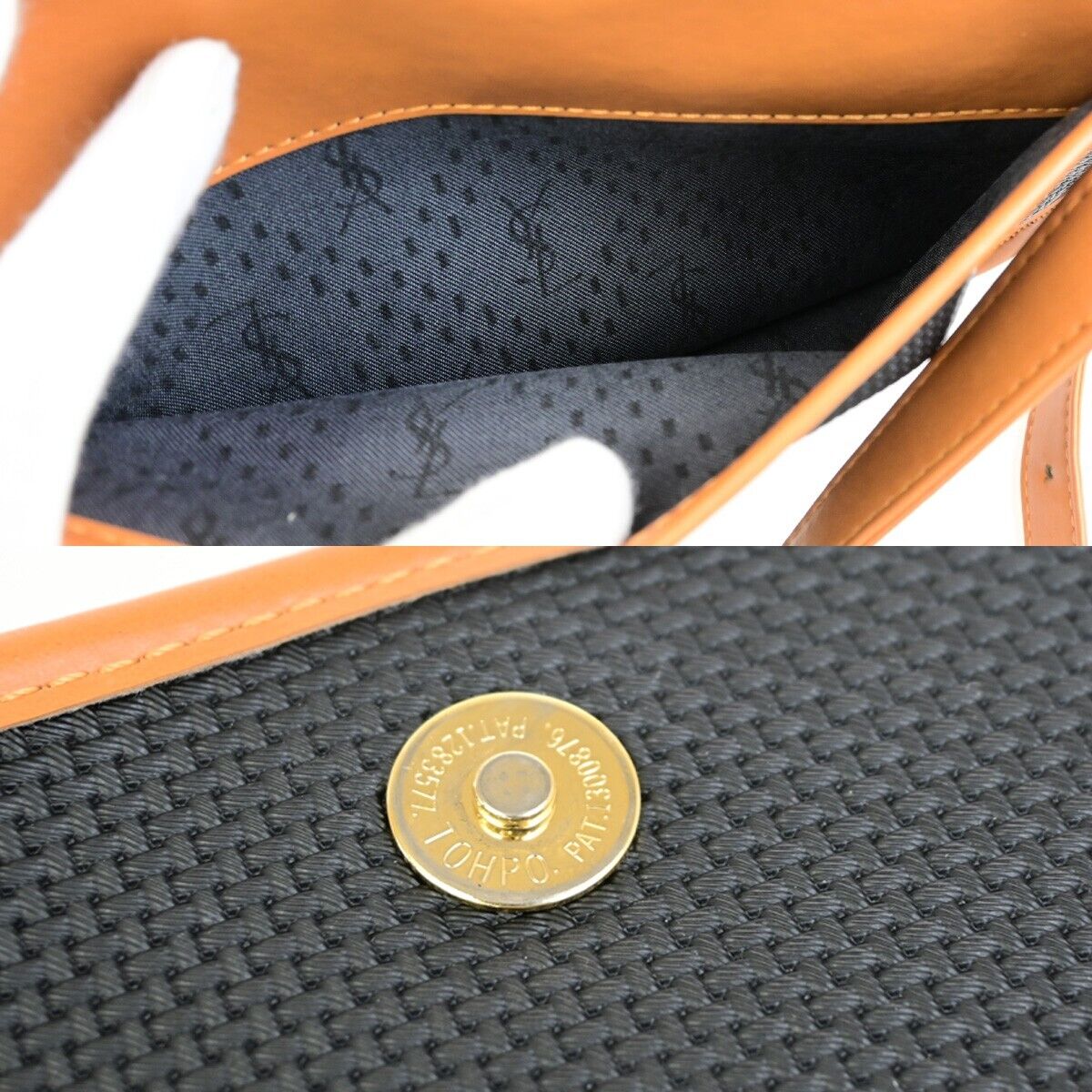 YVES SAINT LAURENT YSL Logo Crossbody Shoulder Bag PVC Leather Brown BK 60FB372