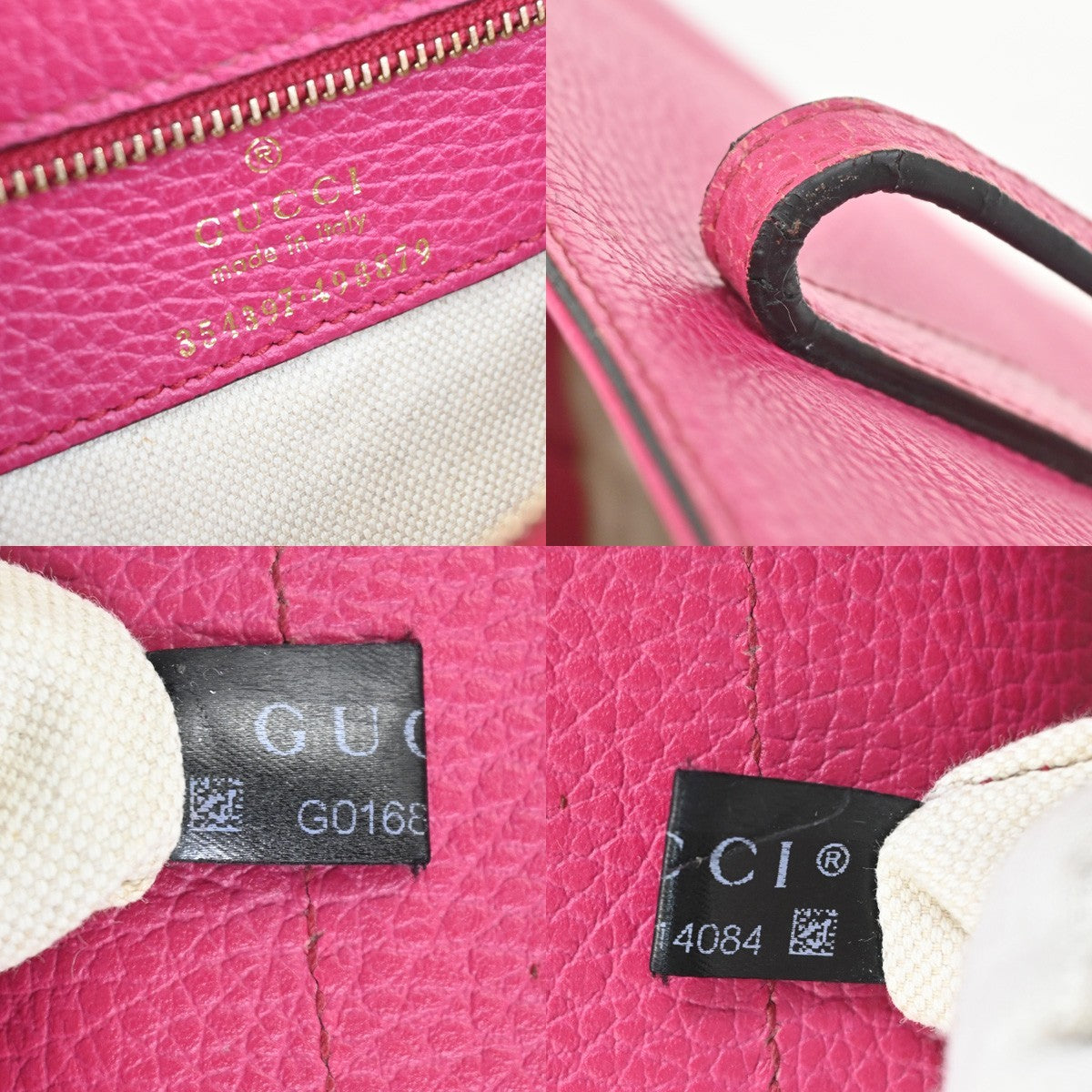 GUCCI Logo Swing Luggage Tag Shoulder Tote Bag Leather Pink GHW Italy 62ZA289