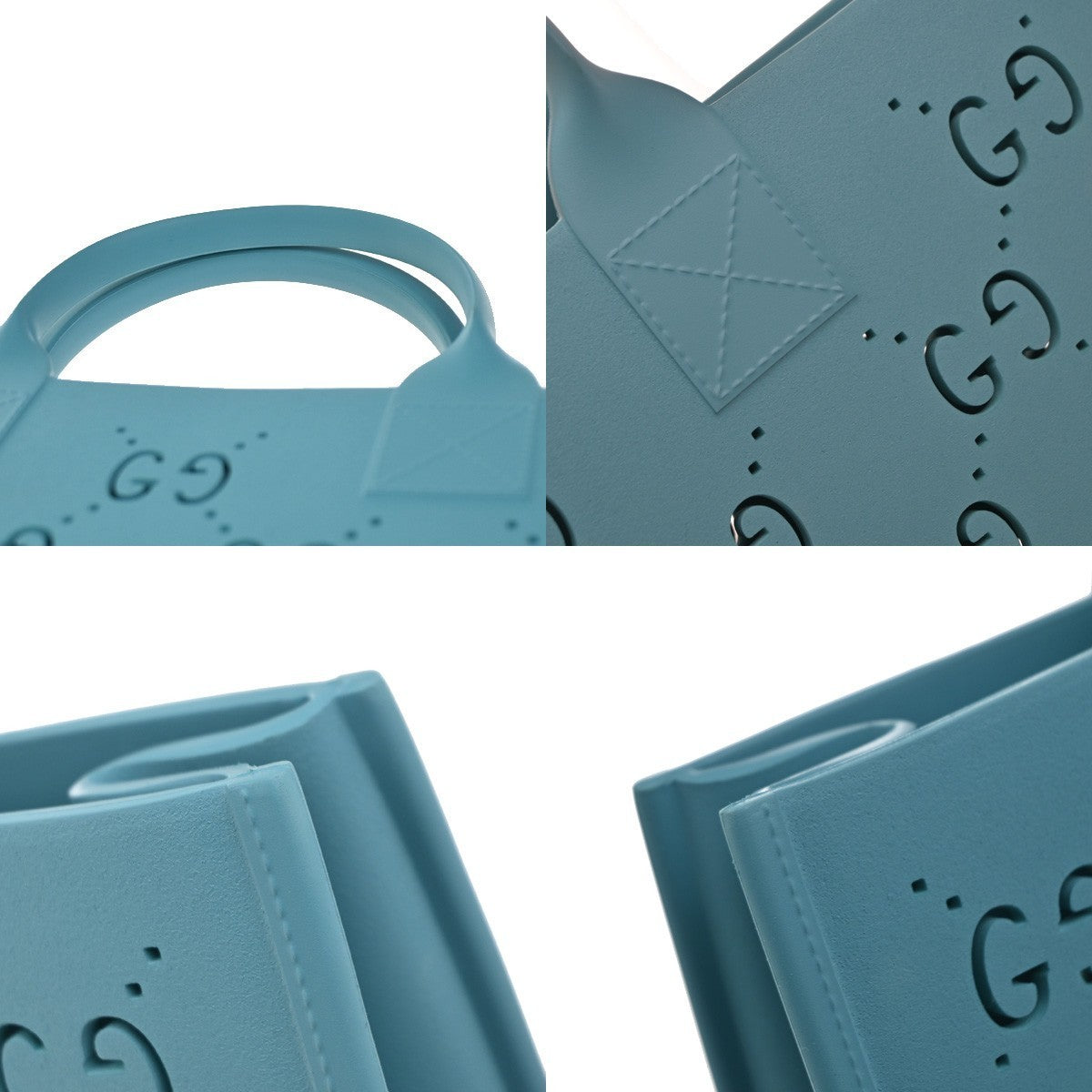 GUCCI Logo GG Pattern Kids Hand Tote Bag Rubber Blue Italy 97RP084