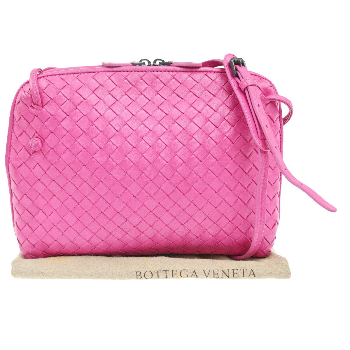 BOTTEGA VENETA Intrecciato Nodini Logo Shoulder Bag Leather Pink Italy 98MA219