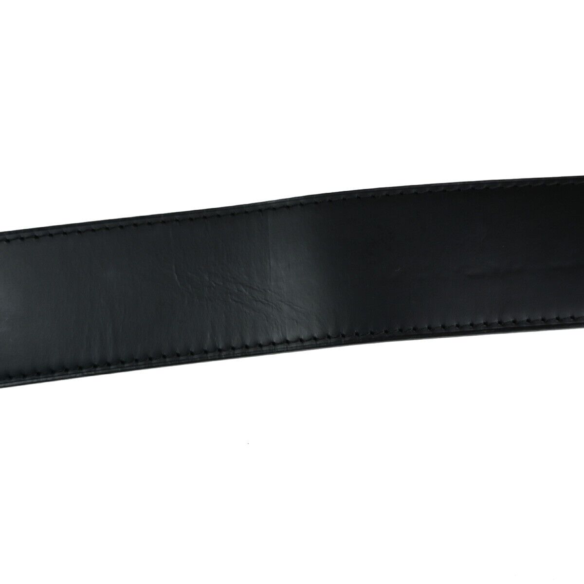 LOUIS VUITTON Logo Ceinture Jeans Belt Leather Black Silver Spain M6812 64ED273