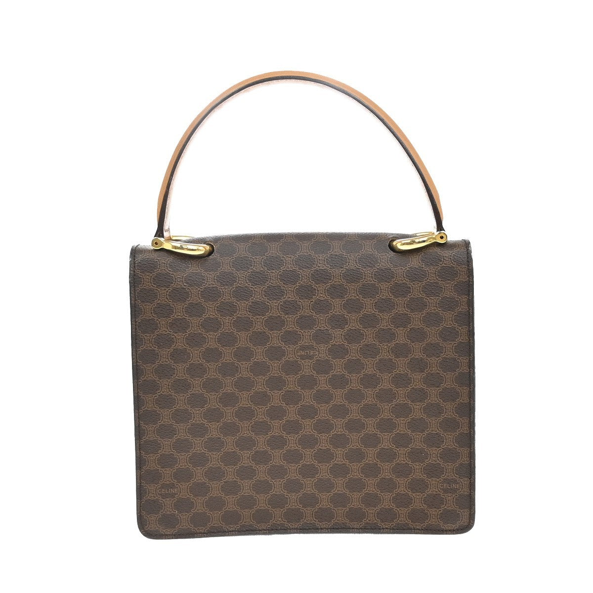 CELINE Logo Macadam Pattern Hand Bag PVC Leather Brown GHW Italy 67EF790