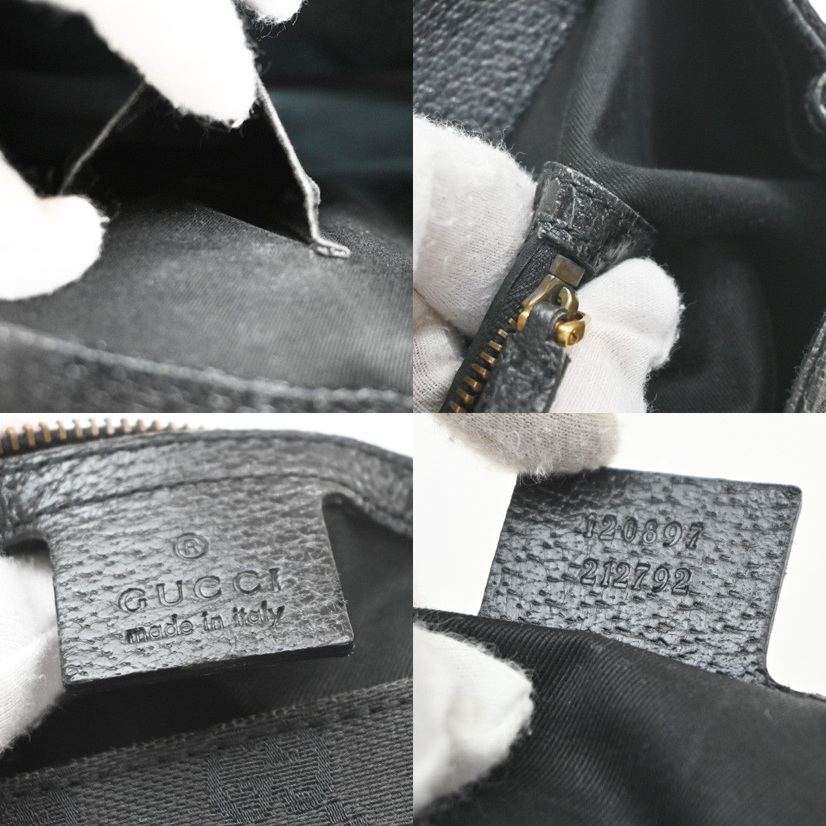 Gucci GG  Pattern Nailhead Tote Hand Bag Black Canvas Leather Italy 84SA156