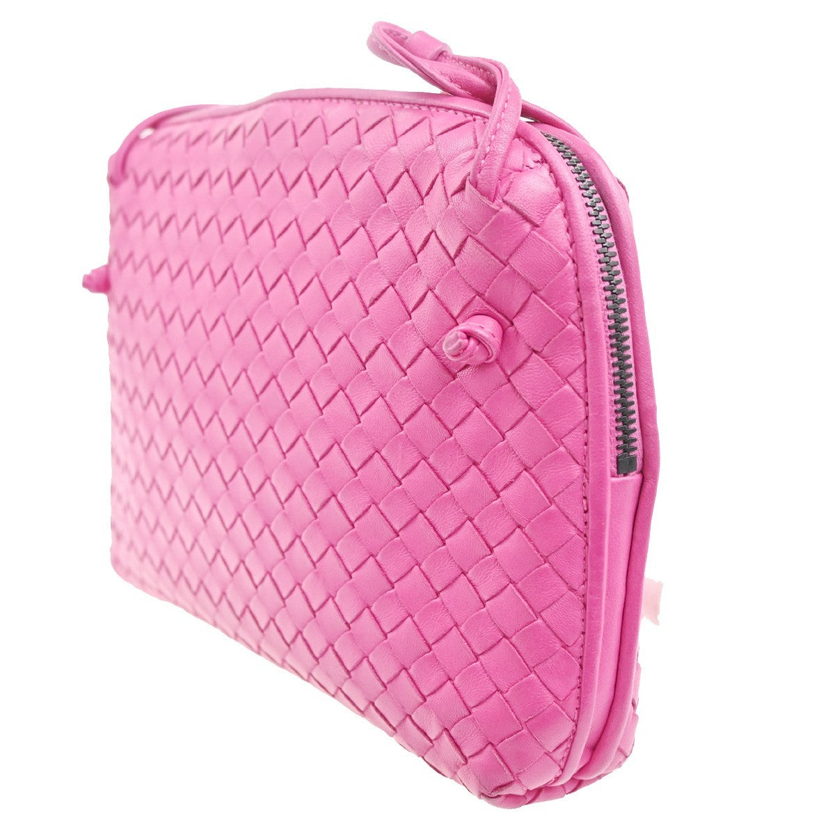 BOTTEGA VENETA Intrecciato Nodini Logo Shoulder Bag Leather Pink Italy 98MA219