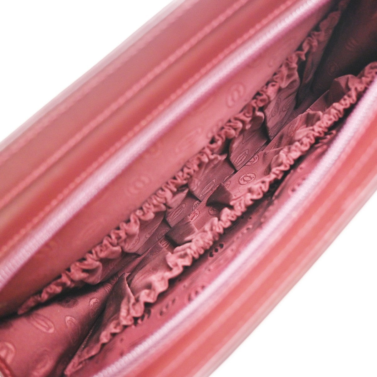 Must De Cartier 2C Clutch Hand Bag Leather Red Gold-Plated 01EF966