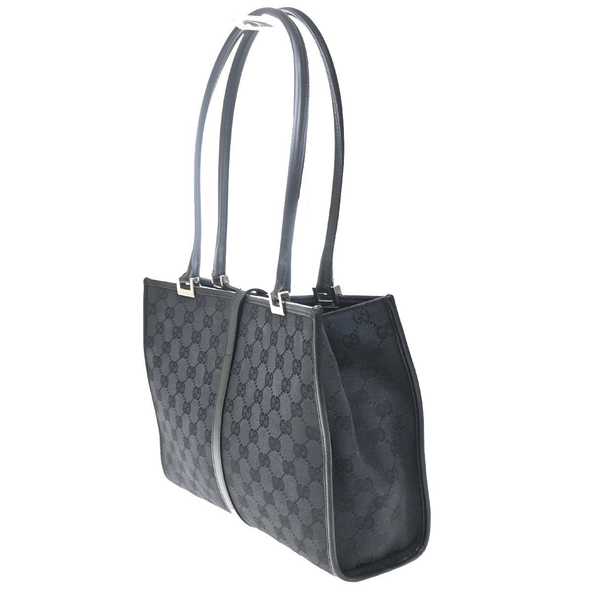 Gucci GG Pattern Jackie Shoulder Tote Bag Canvas Leather Black Italy 79SA077