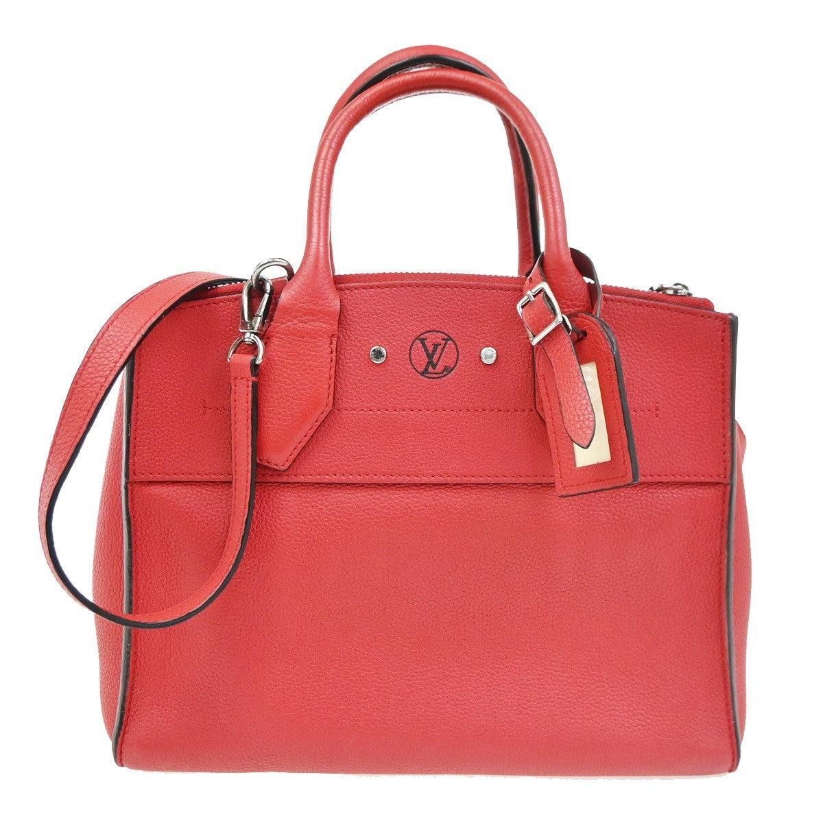 LOUIS VUITTON City Steamer PM 2Way Shoulder Hand Bag Calf Leather Red 55RQ066