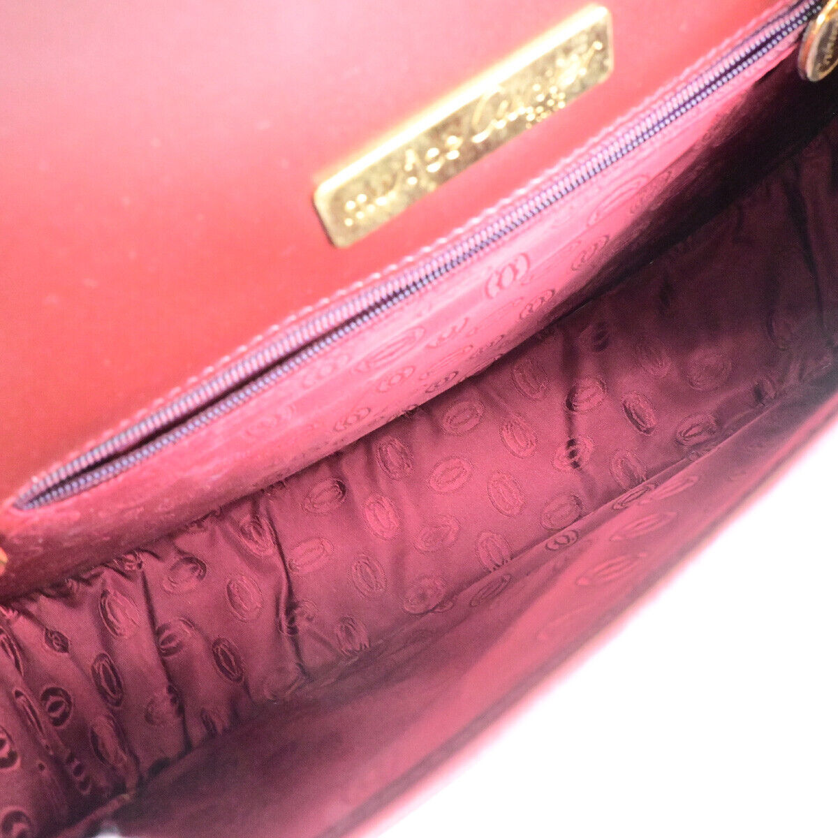 MUST DE CARTIER 2C Logo Shoulder Bag Leather Bordeaux GHW Italy 30YG288