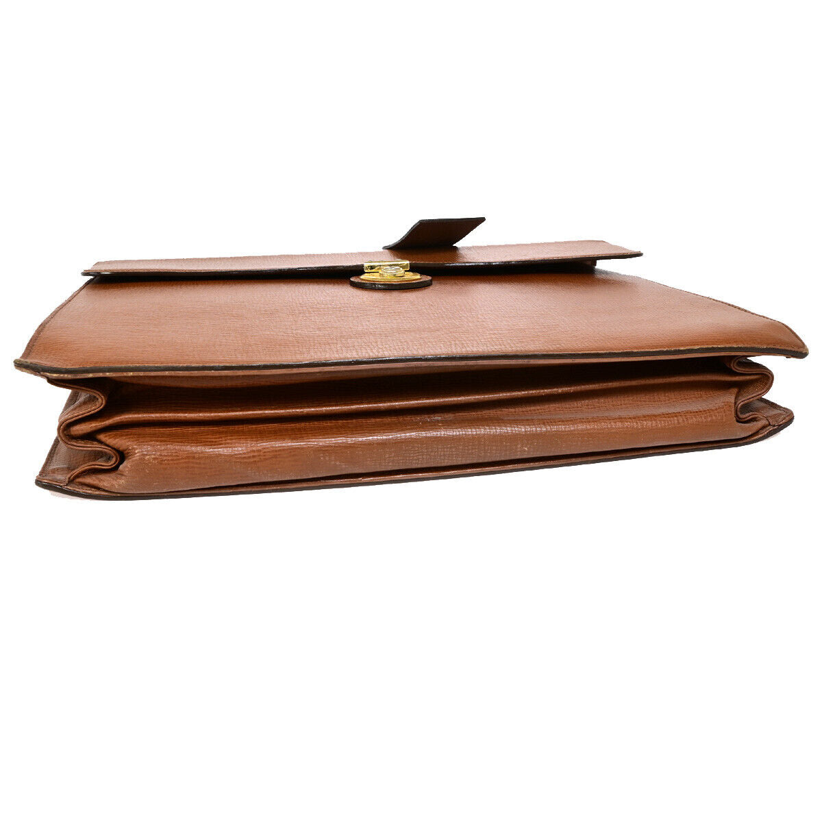 Burberrys Logo Business Briefcase Hand Bag Leather Brown 04YF619