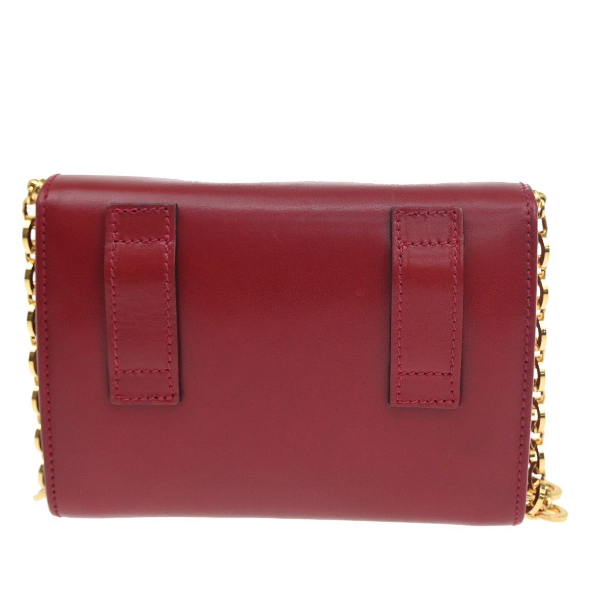 SALVATORE FERRAGAMO Vara 2Way Chain Mini Shoulder Clutch Bag Leather Red 31EE972