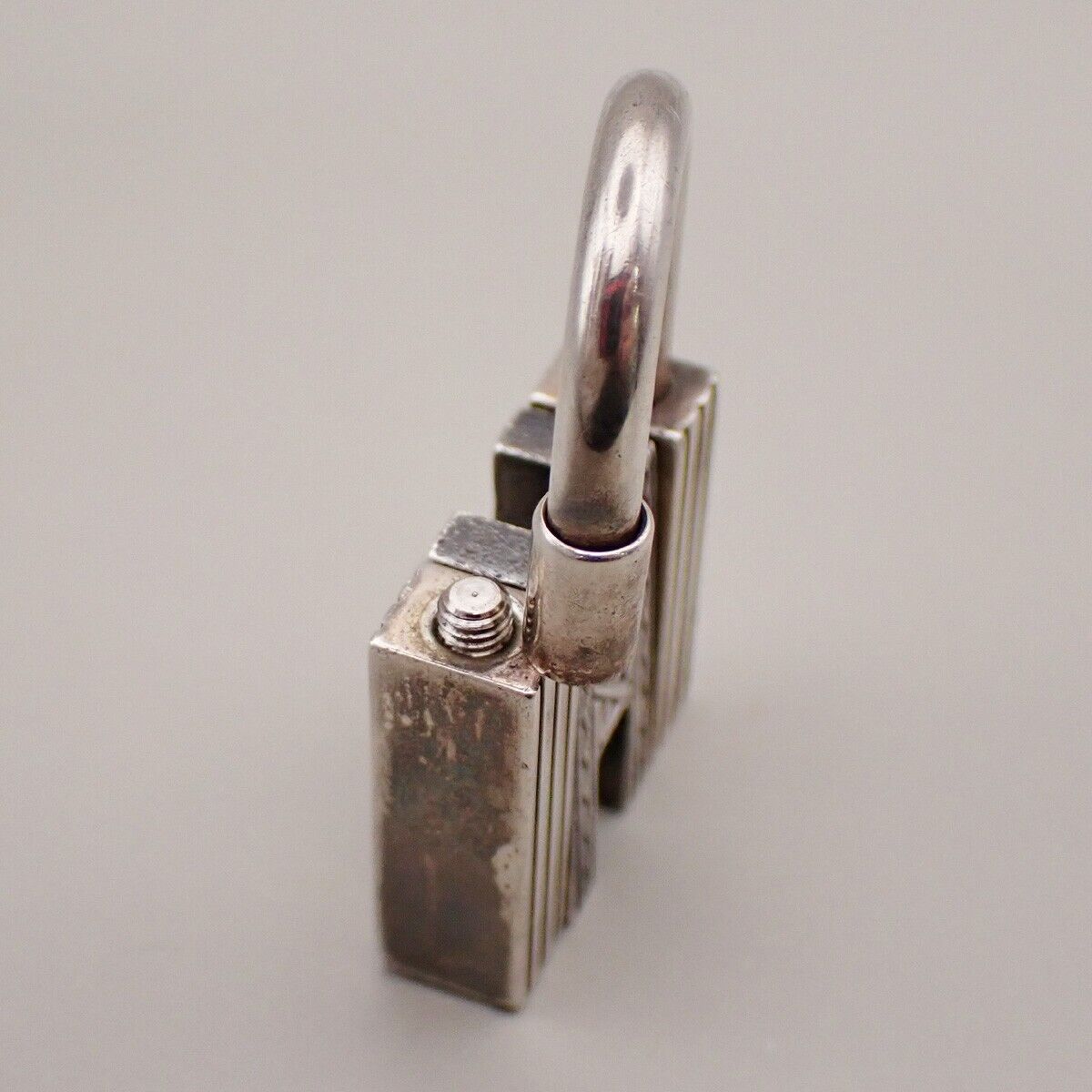 HERMES Logo Touareg H Cadena Padlock Bag Charm Silver 925 31RK897