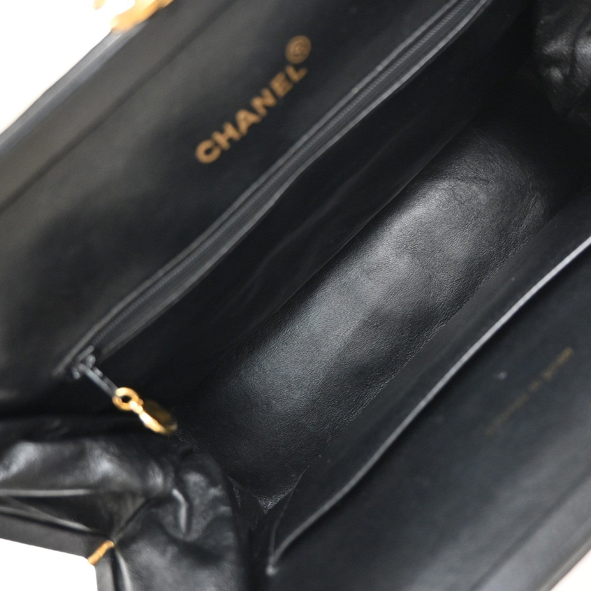 CHANEL Matelasse Hand Bag Grained Calfskin Leather Black Vintage 678RP050