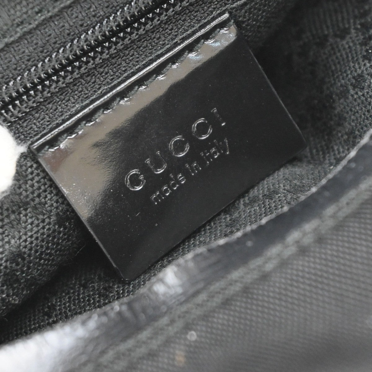 GUCCI Logo2Way Shoulder Hand Bag Nylon Patent Leather Black SHW Italy 09KP415