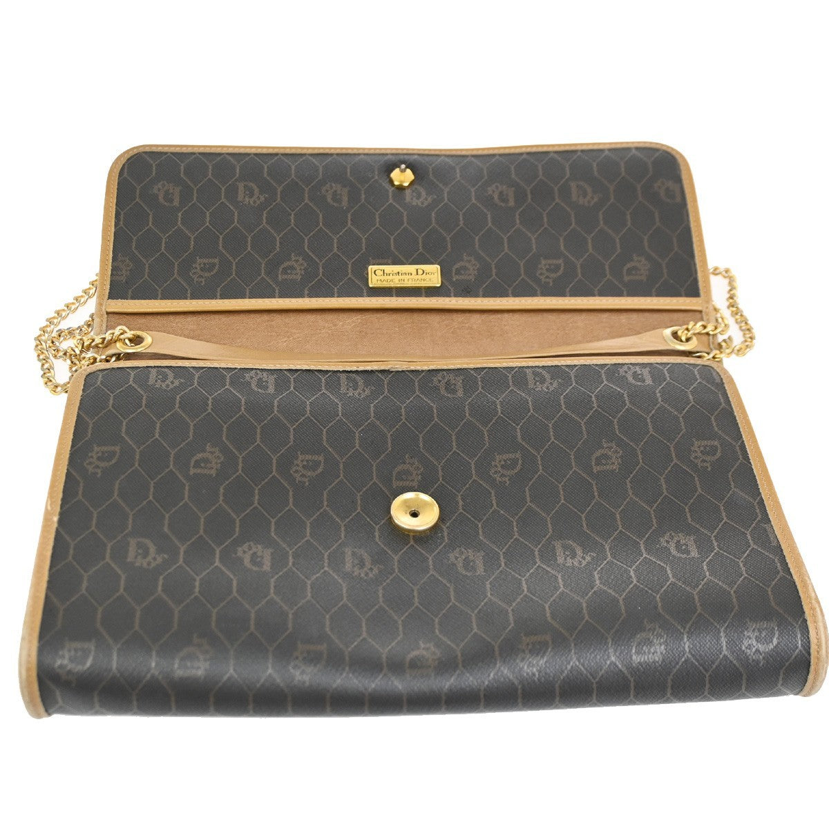 CHRISTIAN DIOR Logo Honeycomb 2Way Chain Shoulder Bag PVC Leather BN GHW 69KC690