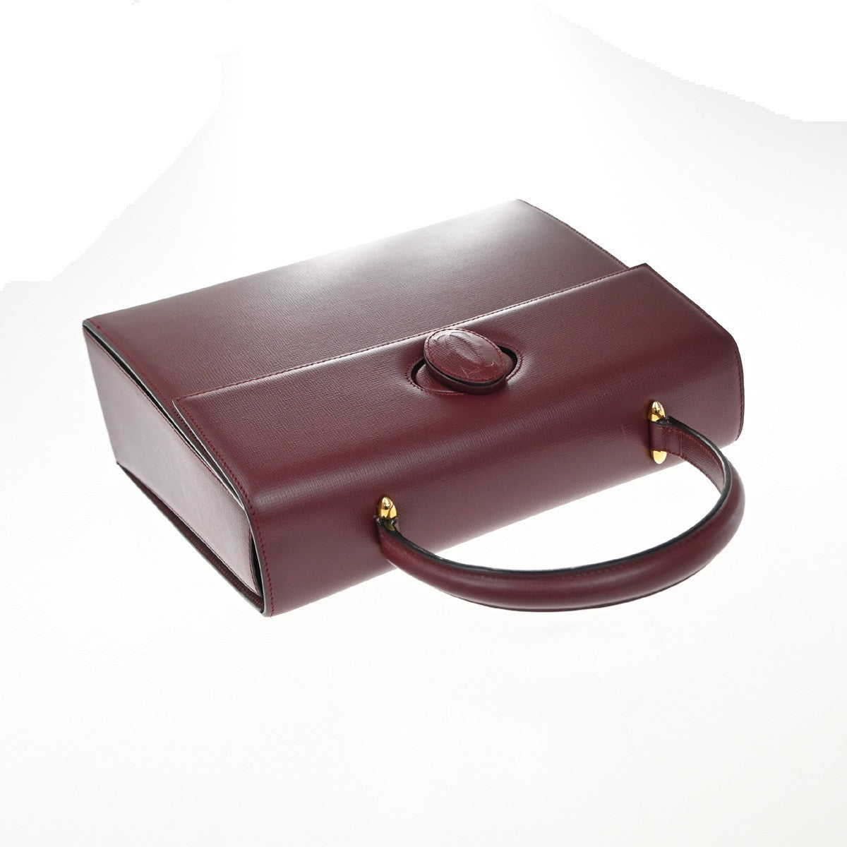 MUST DE CARTIER Logo Top Handle Hand Bag Leather Red 74RP125