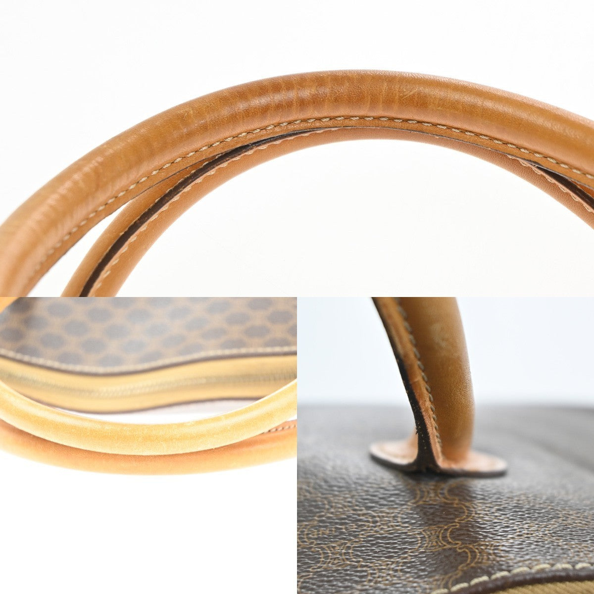 CELINE Logo Macadam Pattern Handbag PVC Leather Brown GHW Italy 61KP465