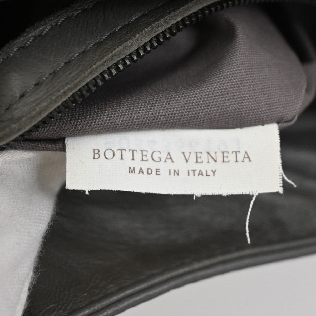 BOTTEGA VENETA Logo Intrecciato Shoulder Bag Leather Black Grey Italy 12ZA252