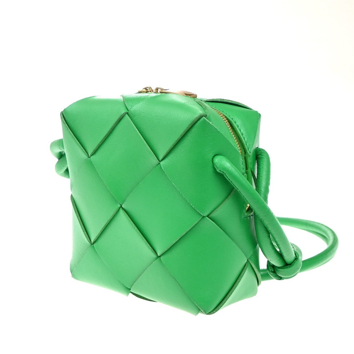 BOTTEGA VENETA Cassette Intrecciato Mini Shoulder Bag Leather Green GHW 27RP093