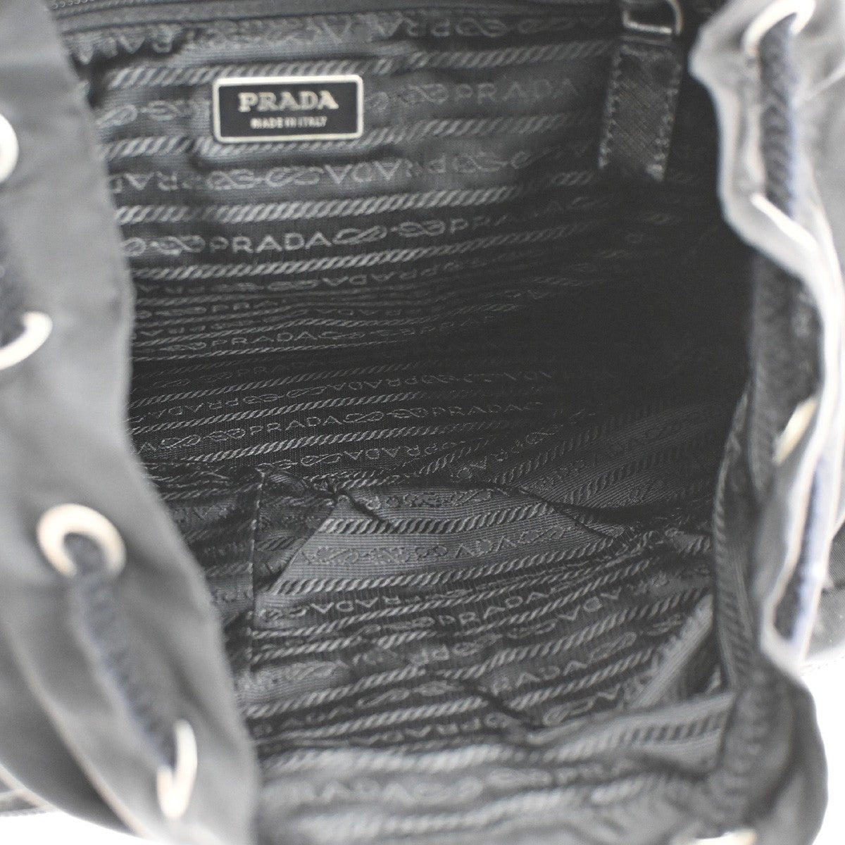 PRADA MILANO Logo Tessuto Drawstring Backpack Nylon Leather BK SHW Italy 62CA502