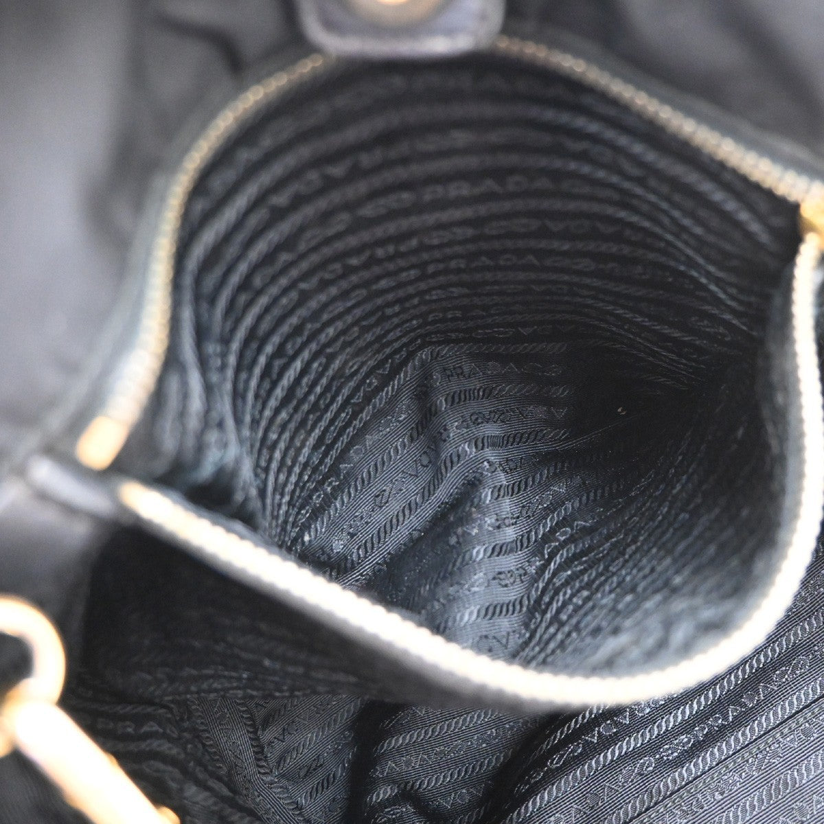 PRADA Logo Tessuto 2Way Shoulder Hand Bag Nylon Leather Black GHW 30YJ187