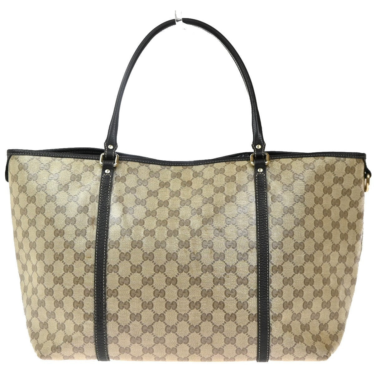 GUCCI GG Pattern Crystal Shoulder Tote Bag Coating Canvas Leather Brown 87EG286