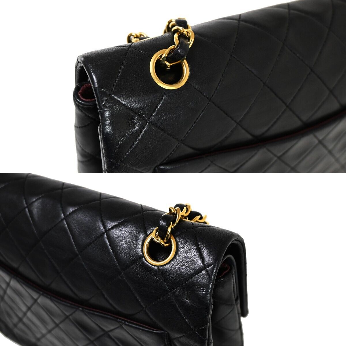 CHANEL CC Matelasse 25 Chain Shoulder Bag Leather Black GHW Vintage 343RH834