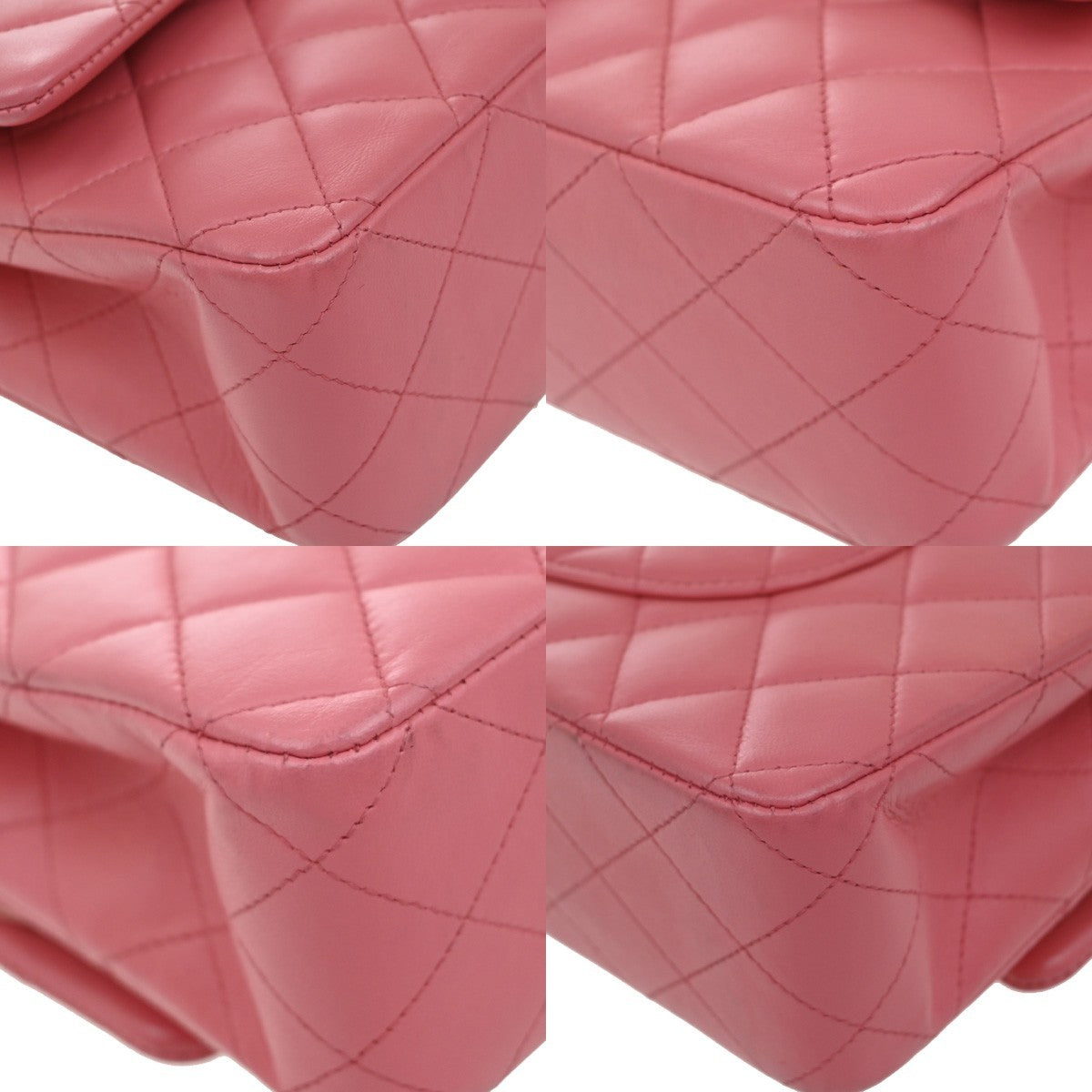 CHANEL CC Matelasse 25 Double Flap Chain Shoulder Bag Leather Pink SHW 791RF617