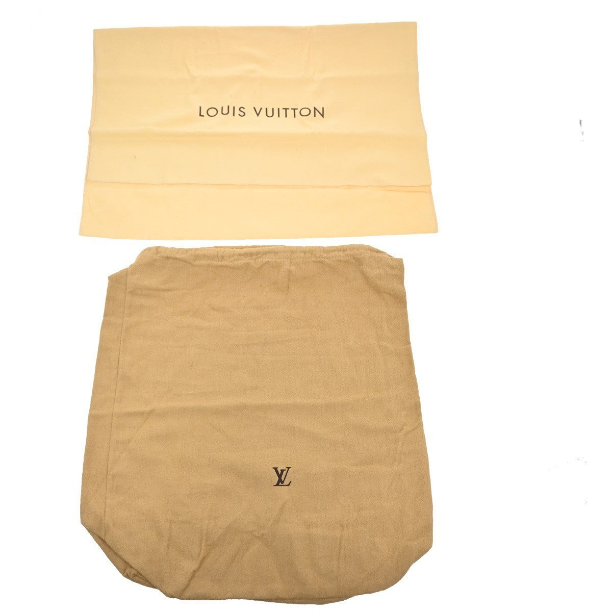 LOUIS VUITTON Logo 10 Set Dust Bag Drawstring Canvas Cotton Beige Brown 09TA385