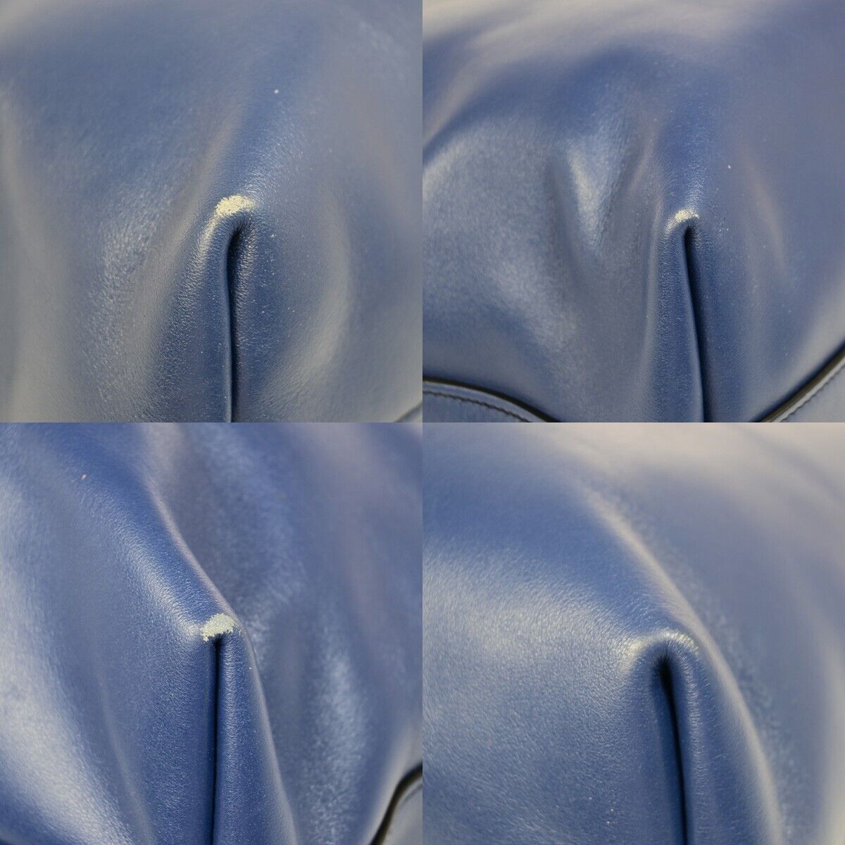 PRADA MILNO Logo 2Way Shoulder Tote Bag Leather Blue Gold-Plated 70EB366