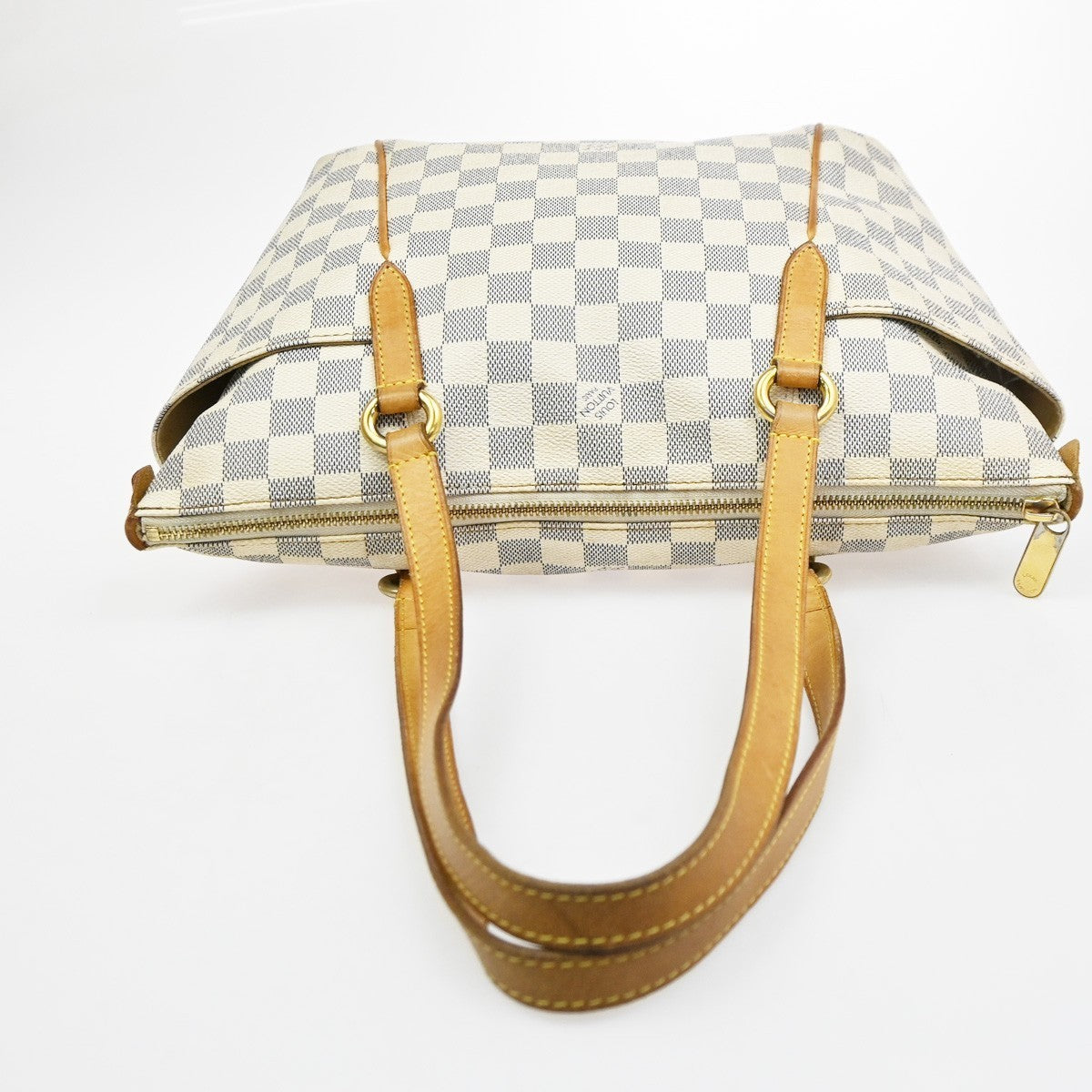 LOUIS VUITTON Totally PM Shoulder Bag Damier Azur Leather White N51261 72KD105