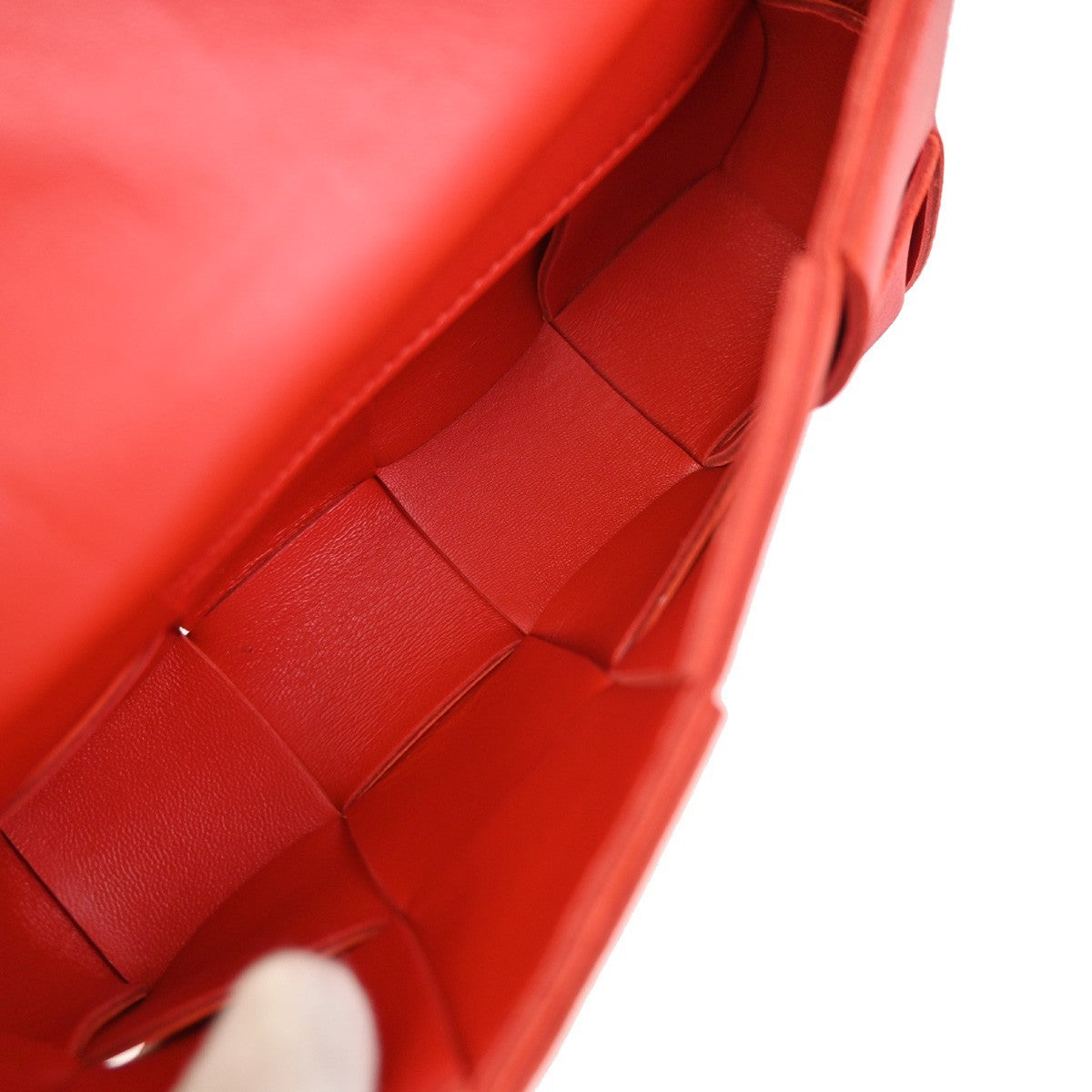 BOTTEGA VENETA Logo Cassette Maxi Intrecciato Bum Bag Leather Red Italy 91RQ040
