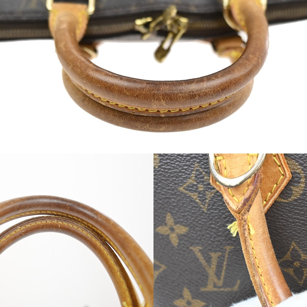LOUIS VUITTON LV Logo Alma Hand Bag Monogram Leather Brown France M51130 88MA581