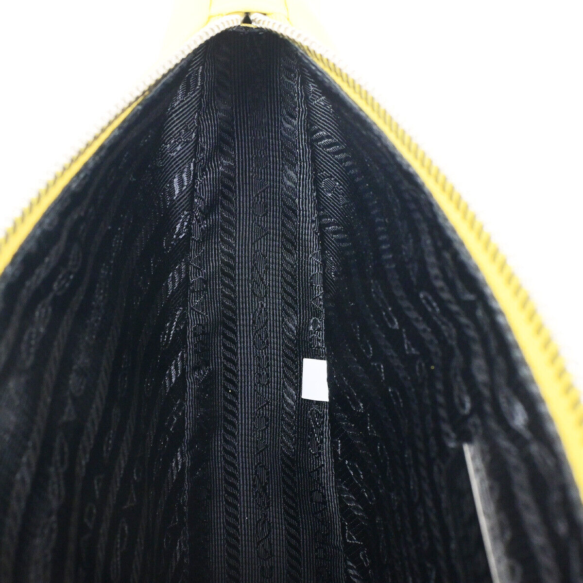 PRADA Logo Triangle Clutch Hand Bag Grace Lux Leather Yellow Sole SHW 43RK741