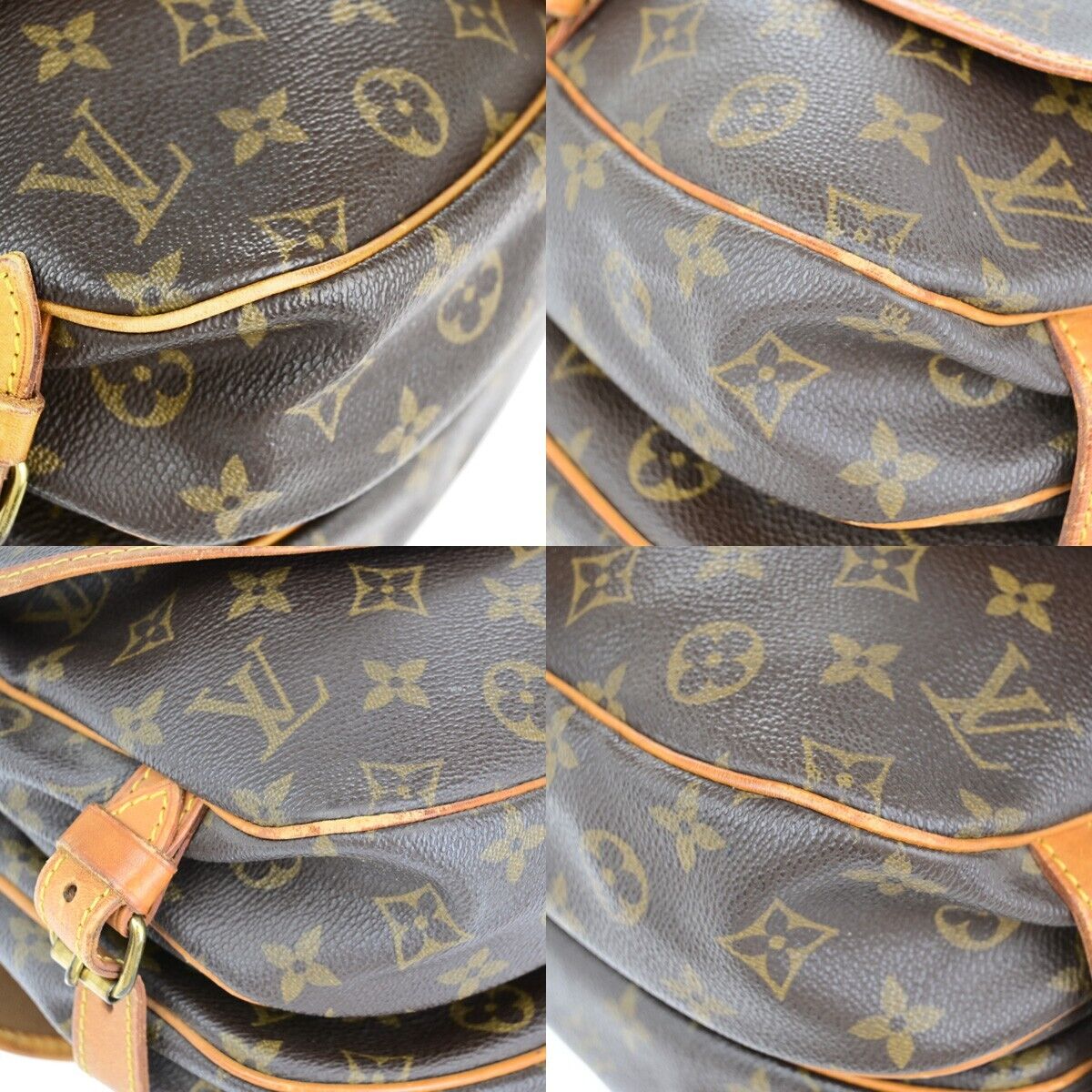 LOUIS VUITTON Logo Saumur 30 Shoulder Bag Monogram Leather Brown M42256 39ED297