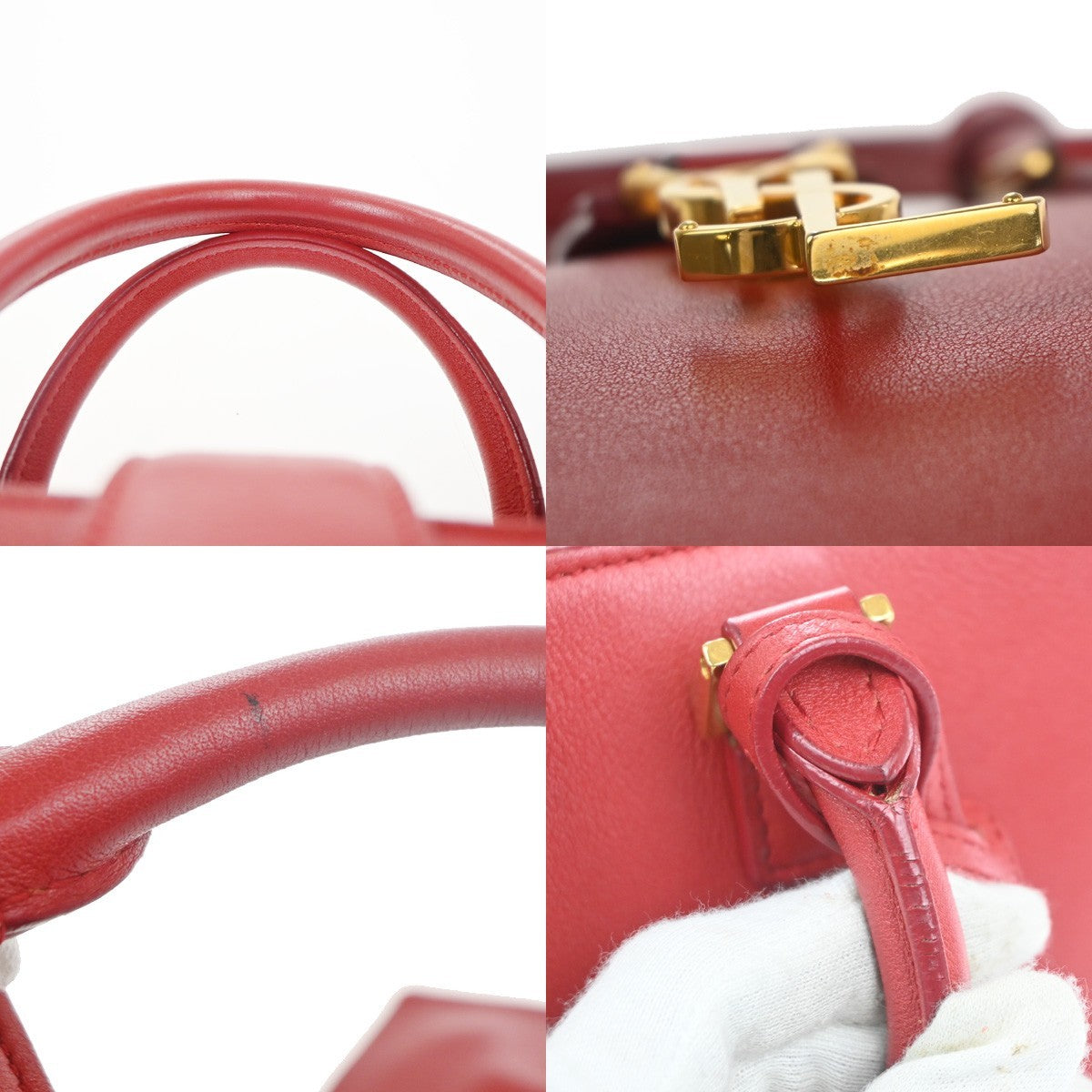 SAINT LAURENT Baby Cabas YSL 2way Shoulder Hand Bag Leather Red Italy 97RL889