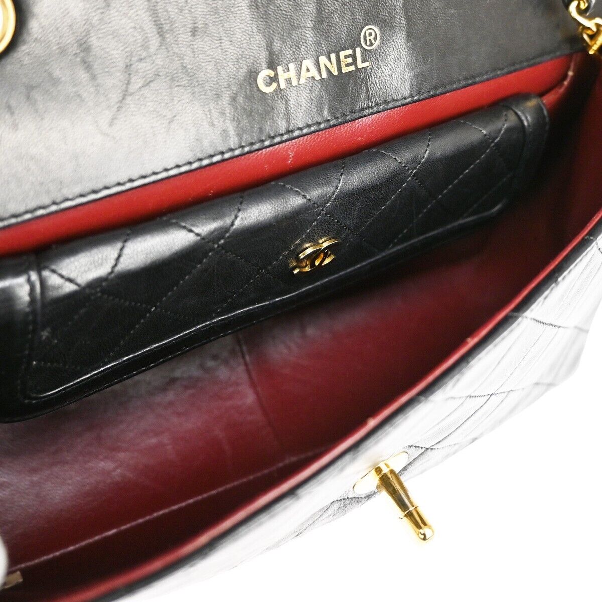 CHANEL CC Logo Matelasse Chain Shoulder Bag Leather Black GHW Vintage 340RJ283