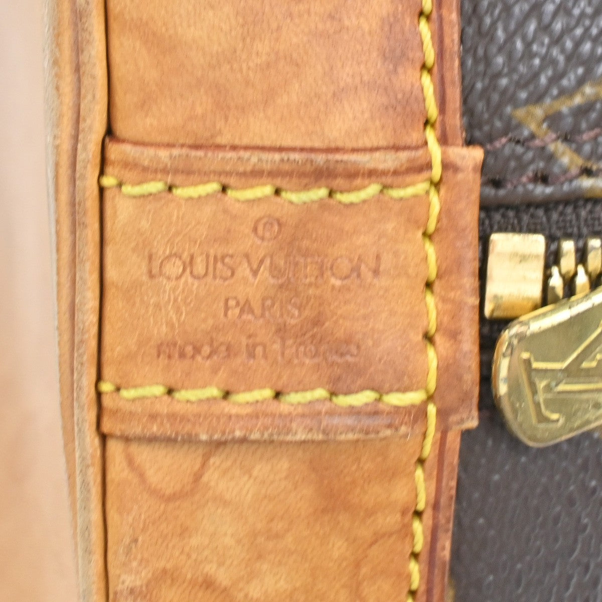LOUIS VUITTON LV Logo Alma Hand Bag Monogram Leather Brown France M51130 64CA299