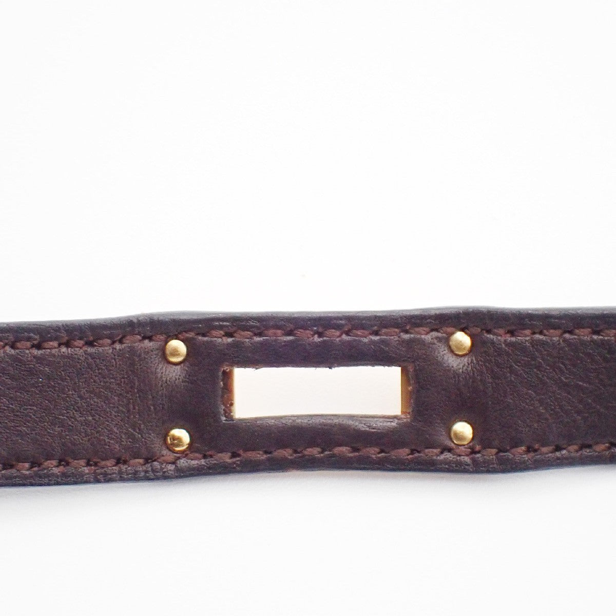 HERMES Kelly Double Tour Choker Bracelet Leather Brown GHW France 62RL901
