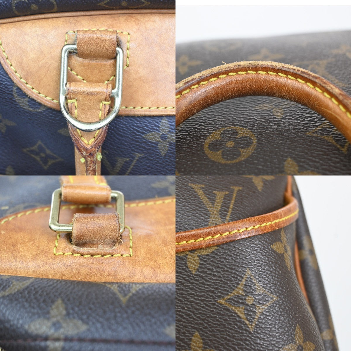 LOUIS VUITTON LV Logo Deauville Hand Bag Monogram Leather Brown M47270 33ZA071