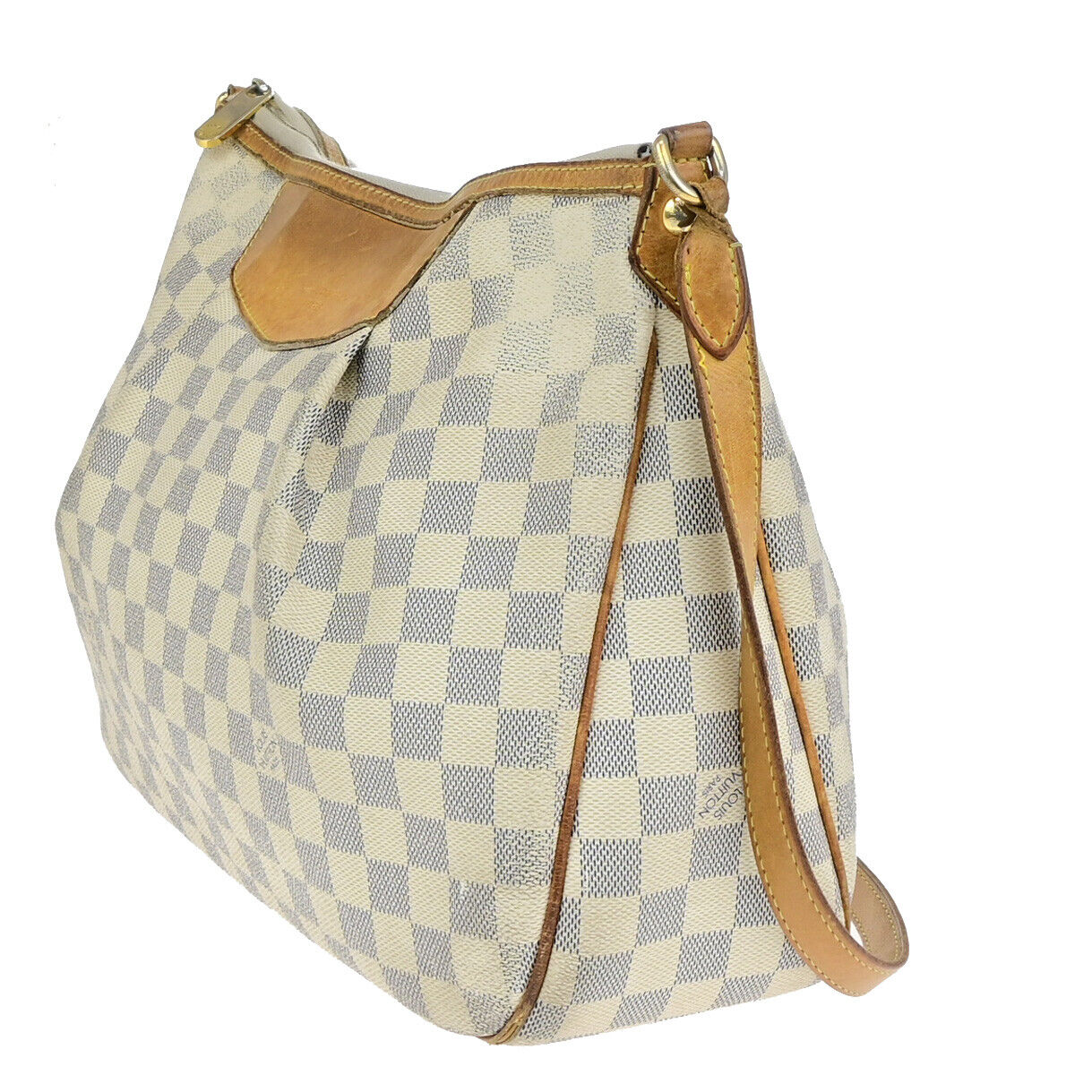 LOUIS VUITTON Siracusa MM Shoulder Bag Damier Azur Leather White N41112 37YG611