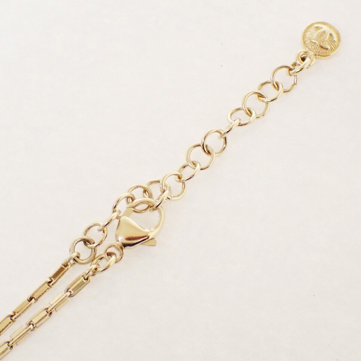 CHANEL CC Rhinestone Imitation Pearl Ribbon Chain Necklace 13C White GHW 20RJ332