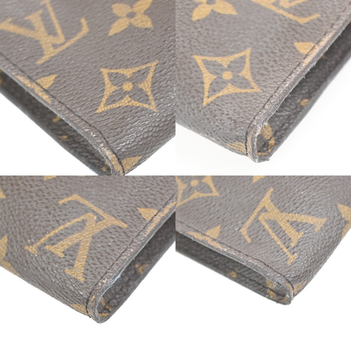 LOUIS VUITTON LV Logo Bucket GM Pouch Bag Monogram Leather Brown Gold 05KC768