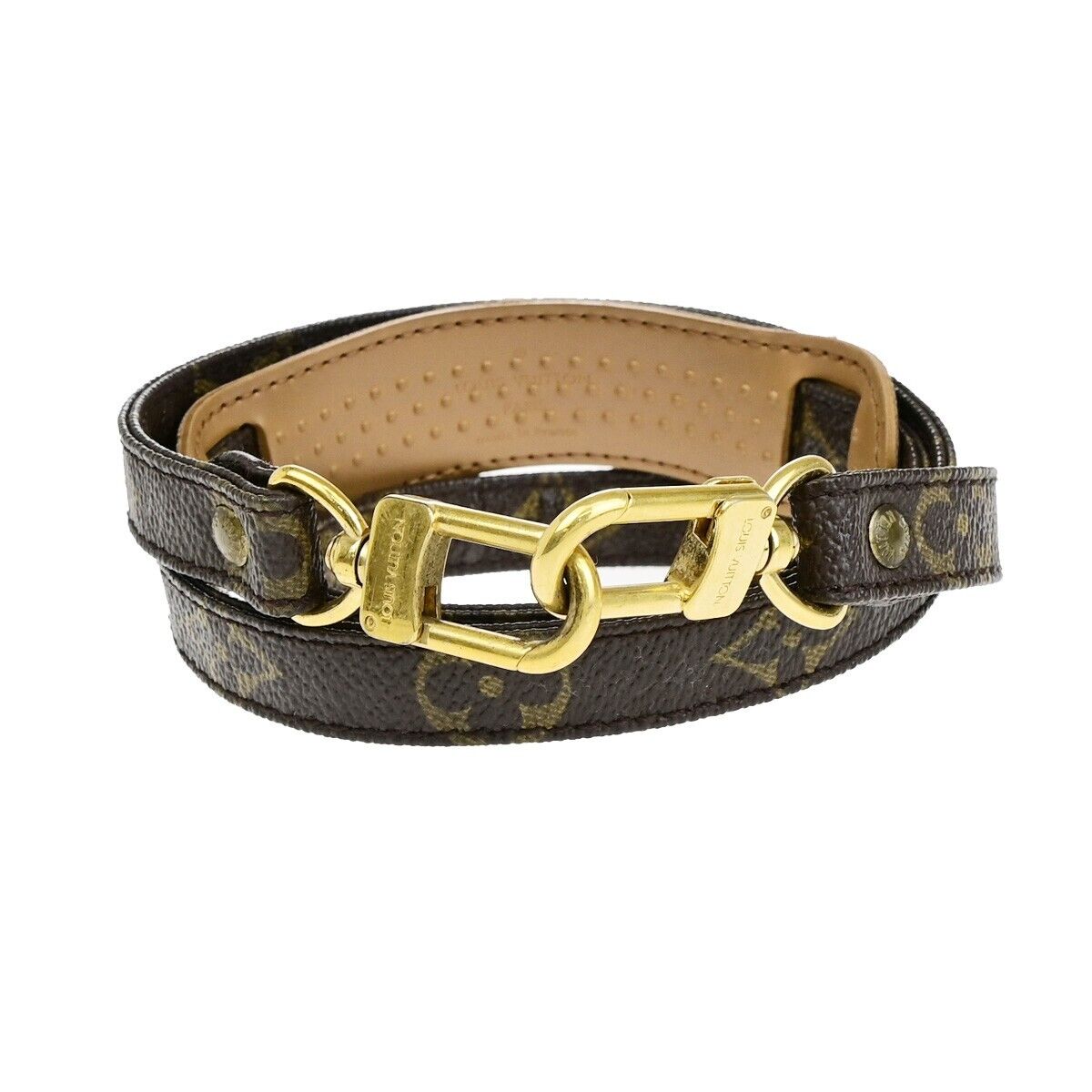LOUIS VUITTON Logo Shoulder Strap Monogram Leather Brown Bag Accessory 61EB497