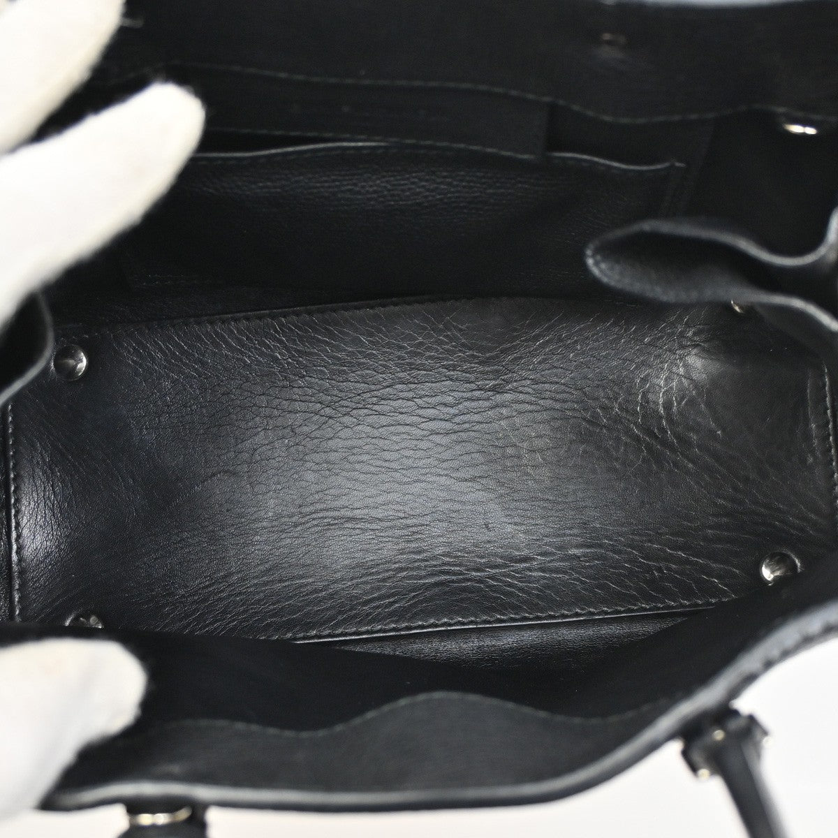 BALENCIAGA Paper Mini Shoulder Hand Bag Leather Black SHW Mirror 46RL476