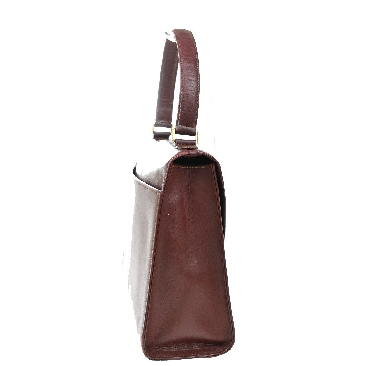 MUST DE CARTIER 2C Logo Hand Bag Leather Red GHW Italy 09KB667