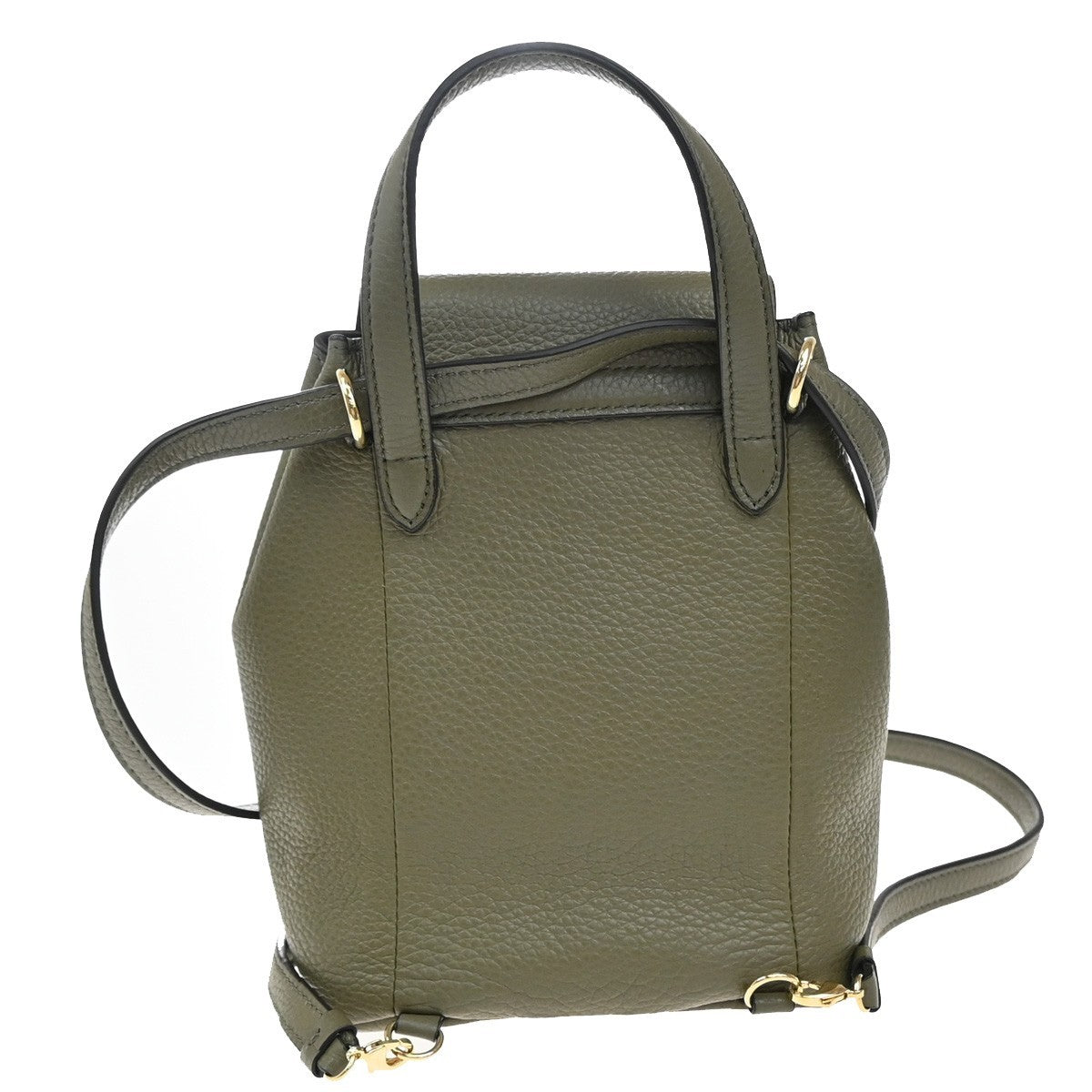 SALVATORE FERRAGAMO Logo Gancini Mini Backpack Bag Leather Khaki 86EG146