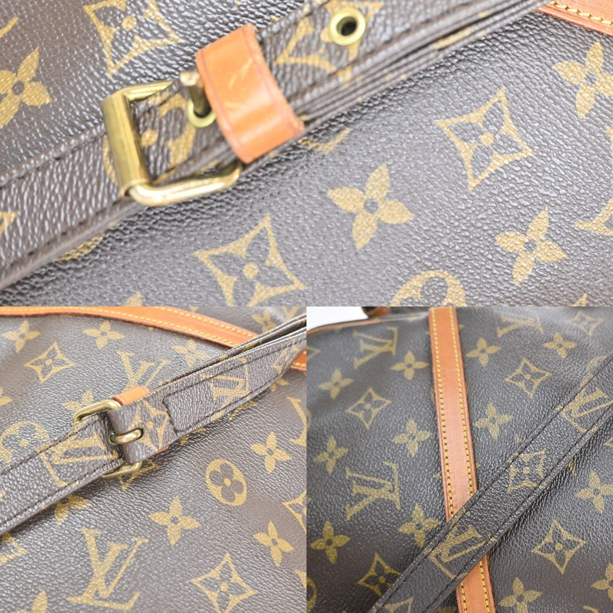 LOUIS VUITTON Logo Danube MM Shoulder Bag Monogram Leather Brown M45264 32CA866