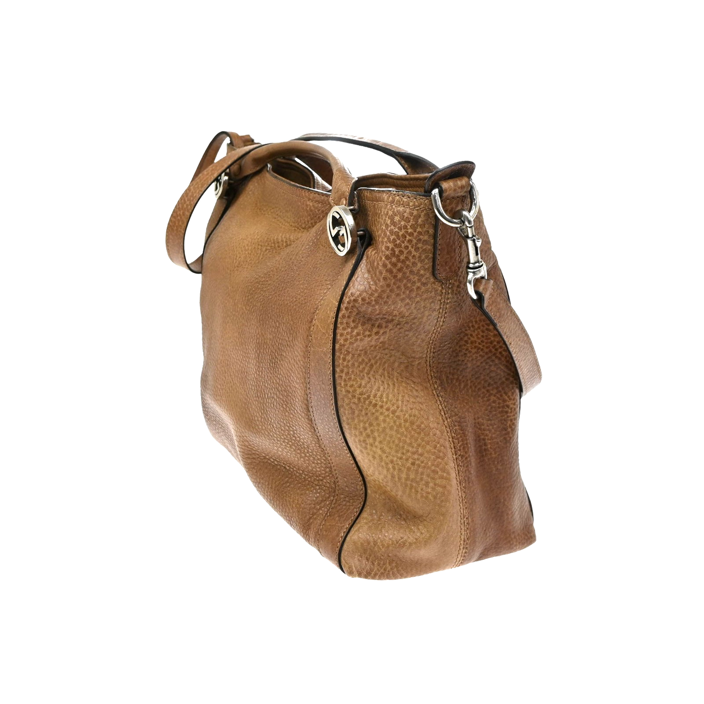 GUCCI Miss GG 2Way Hand Shoulder Bag Pebbled Leather Brown SHW Italy 86KD069